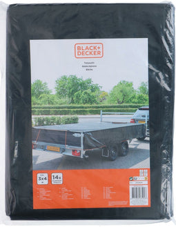Black & Decker Afdekzeil/dekzeil voor aanhangers - zwart - waterdicht - 3x4 m