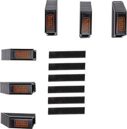 BLACK+DECKER Bagagesteun Set van 6 Stuks - Kofferbak Organizer - voor Koffers, Verhuisdozen, Boodschappen en Meer - Lading Stoppers - Bagageklemmen - Kunststof - Zwart