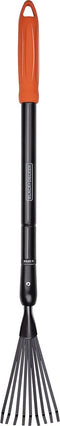 BLACK+DECKER Bladhark BXGTTO7050 - Verstelbaar van 77 tot 110 CM - Gazonhark - Tuinhark - Roest Bestendig - Zwart/Oranje