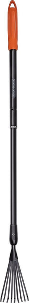 BLACK+DECKER Bladhark BXGTTO7050 - Verstelbaar van 77 tot 110 CM - Gazonhark - Tuinhark - Roest Bestendig - Zwart/Oranje
