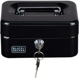 Black & Decker Geldkistje met 2 sleutels - zwart - staal - muntbakje - 15 x 12 x 8 cm - inbraakbeveiliging kluisje