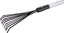 BLACK+DECKER Hark - Telescopische Tuinhark - Uitschuifbare Steel van 78 tot 111 CM - Bladhark - Tuingereedschap Aluminium Steel en Koolstofstalen Kop - Roestvrij - Zilver/Zwart