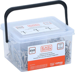 BLACK+DECKER Spaanplaatschroeven - Schroevenset 350 Stuks - 3.5xL35/3xL40/4xL45/5xL50 - Roestvrij Staal - Zilver