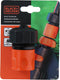 BLACK+DECKER Tuinslang Snelkoppeling - met Waterstop - 5/8'-3/4' - ⌀16-19 mm - Kunststof - Zwart/ Oranje