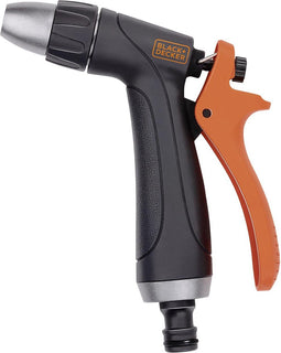 BLACK+DECKER Verstelbaar Spuitpistool - Sproeikop voor Tuinslang - Aanpasbare Waterstroom - Ergonomisch Handvat - Kunststof - Zwart/Oranje