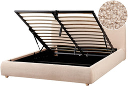 BLAGNAC - Bed met opbergruimte - Beige - 160 x 200 cm - Bouclé
