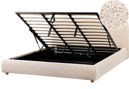 BLAGNAC - Bed met opbergruimte - Lichtbeige - 180 x 200 cm - Bouclé