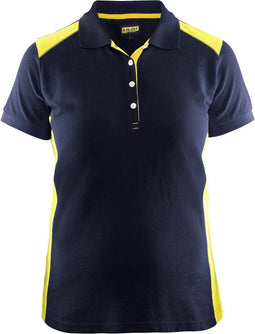 Blåkläder 3390-1050 Dames Poloshirt Piqué Marineblauw/Geel maat M