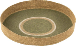 J-Line Plateau Rond+Cirkels Zeegras Groen/Naturel - Dienblad 50.00 x 50.00 cm