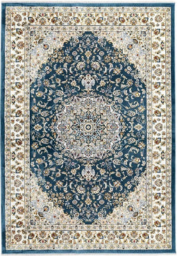 Blauw vloerkleed - 80x150 cm - A-symmetrisch patroon - Landelijk