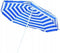 Blauw/wit gestreepte strand/camping parasol 165 cm met grondpen/haring - Verstelbare parasols/zonwering/zonbescherming - Stokparasol - Strandparasols