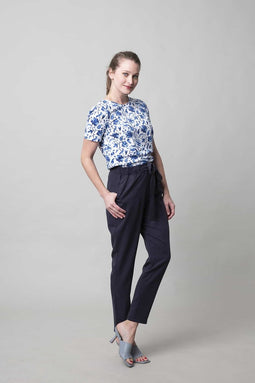Blauwe pantalon broek van Tencel.