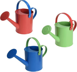 Blauwe stalen speelgoed gieter 15 cm voor kinderen - Zandbakspeelgoed/strandspeelgoed gieters voor kinderen