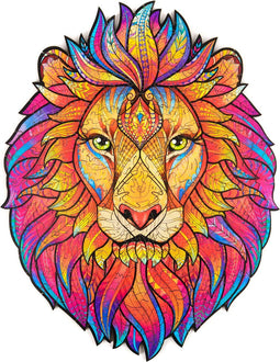 UNIDRAGON Houten Puzzel Voor Volwassenen Dier - Mysterieuze Leeuw - 106 stukjes - Small 19x24 cm