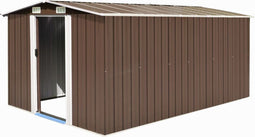 vidaXL - Tuinschuur - 257x392x181 - cm - metaal - bruin