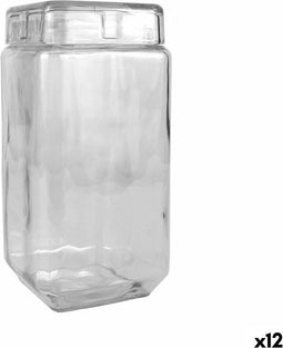 Blik La Mediterránea Vierkant Glas 2,2 L 11 x 11 x 22,5 cm (12 Stuks)