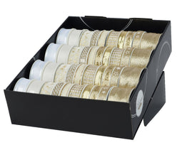 Decoris - Cadeaulint polyester goud/parelmoer - Voordeel verpakking (40 stuks)