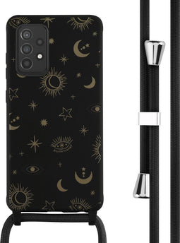 iMoshion Hoesje Geschikt voor Samsung Galaxy A52 (4G) / A52s / A52 (5G) Hoesje Met Koord - iMoshion Siliconen design hoesje met koord - Zwart / Sky Black