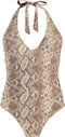 Barts Keona Halter One Piece - Dames Badpak - Slangenprint - Sand (maat 38)