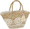 J-Line strandtas Kant Bloem + Kwast - jute - naturel/wit