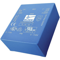 Block FL 18/12 Printtransformator 2 x 115 V 2 x 12 V/AC 18 VA 750 mA