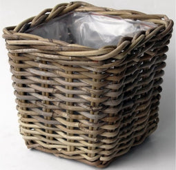 Bloembak Bak Rotan Antique Grey 33X33H30 cm