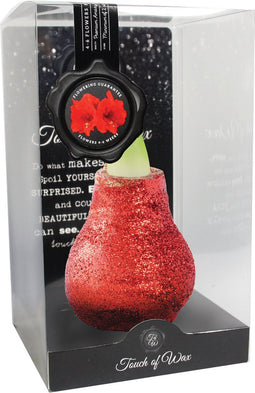 Bloembol Rode Amaryllis Wax kaarsvet Glitter Rood cadeauverpakking...