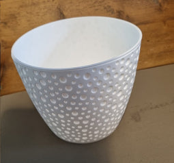 Bloempot BUBBLE rond 17 cm Wit set van 2 stuks