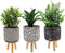 Bloempot PASADENA met houten pootjes en kunststof plantje set van 3 potjes