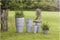 Bloempot/plantenpot gerecycled kunststof/steenpoeder betongrijs dia 43 cm en hoogte 33 cm - Binnen en buiten
