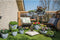 Bloempot/plantenpot gerecycled kunststof/steenpoeder betongrijs dia 43 cm en hoogte 33 cm - Binnen en buiten