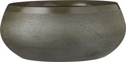 Bloempot schaal donkergroen keramiek voor kamerplant/bloemstukje - H14 x D34 cm - Mica Decorations plantenpotten
