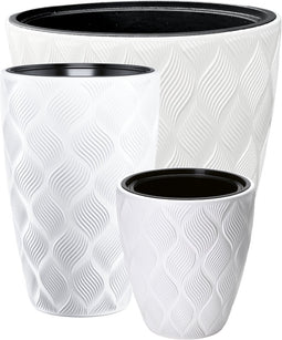Bloempot set 3 stuks - Stijlvolle Plantenpotten/Bloempotten - Wit - voor Binnen/Buiten - Gratis Inzetbak Cadeau