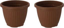 Bloempot Terra voor binnen & buiten - hoogwaardig kunststof - Ø 12.5 x H 10 cm - set 2 stuks