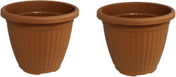 Bloempot Terra voor binnen & buiten - hoogwaardig kunststof - Ø 16 x H 13 cm - set 2 stuks