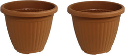 Bloempot Terra voor binnen & buiten - hoogwaardig kunststof - Ø 20 x H 16 cm - set 2 stuks
