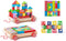 Blokkenkar klein - Incl. 36 blokken - Hout - 27x24x6cm