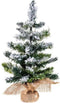 Blooming kunst (tafel)kerstboom - 50 cm - groen - Ø 29 cm - 54 tips - besneeuwd - jute zak