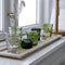 Bloomingville - Waxinelichtjes - Glas/Hout - Groen - set van 9 - L50xH11xB14 cm
