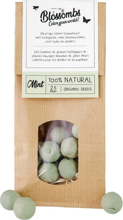 Blossombs Zaadbommetjes in Kraft Zak - 50 Bloembommetjes - Mintgroen - Cadeau