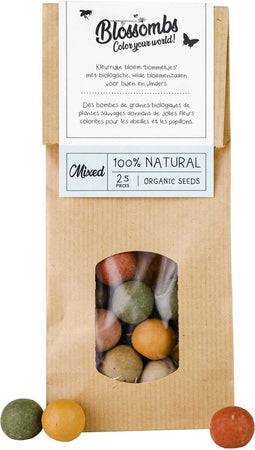 Blossombs Zaadbommetjes in Kraft Zak - 50 Bloembommetjes - Mix - Cadeau