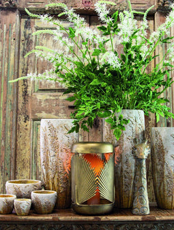 PTMD Mavis Ronde Bloempot - H45 x Ø20 cm - Cement - Bruin