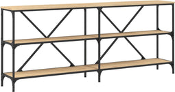 vidaXL - Wandtafel - 180x30x75 - cm - bewerkt - hout - en - ijzer - sonoma - eikenkleur