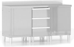 vidaXL - Keukenkasten - commercieel - 3 - st - roestvrij - staal