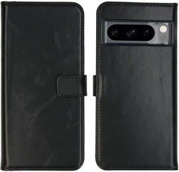 Selencia Google Pixel 8 Pro - Echt Lederen Bookcase - 3 Pashouders - Zwart