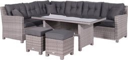 Blue bird lounge-diningset - 5-delig - links - grey - reflex black