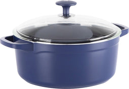 Blue Diamond, Braadpan met deksel – Keramische coating ingelegd met diamantdeeltjes - Ø24 cm – inhoud; 4,46 L - Blauw - Met GRATIS panbeschermer
