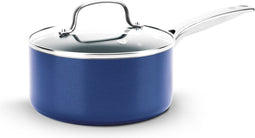 Blue Diamond – sauteerpan inclusief deksel – hapjespan – 24 cm - coating met diamant - Blauw - Met GRATIS panbeschermer
