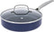 Blue Diamond – sauteerpan inclusief deksel – hapjespan – 24 cm - coating met diamant - Blauw - Met GRATIS panbeschermer