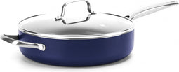 Blue Diamond – sauteerpan inclusief deksel – hapjespan – 28 cm - coating met diamant - Blauw - Met GRATIS panbeschermer